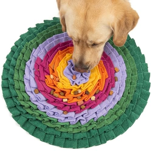 Snuffle Mat Dog Puzzle Toy Adjustable Interactive Feeder (Round Colorful Snuffle Mat)