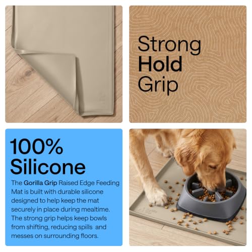 Waterproof Dog Food Mat (Beige / 12" x 8")
