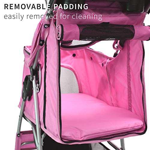 Pink 4 Wheel Pet Stroller for Cat (Pink)