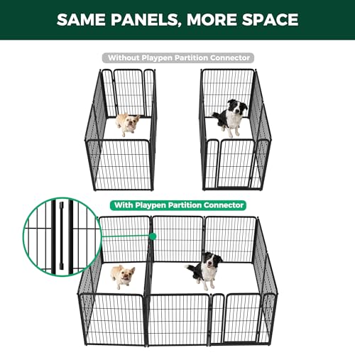 Homeplus Indoor Dog Playpen with Divider Connectors (Black / 32"H)