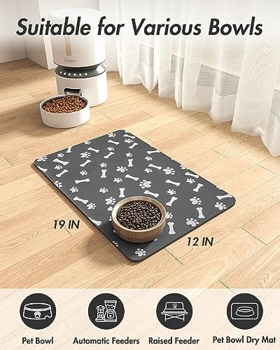 Absorbent Pet Feeding Mat (MP-DARKGREY / 12"x19")