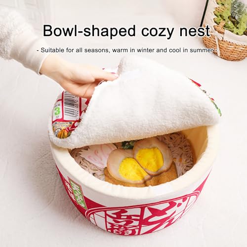 Ramen Noodle Cat Bed (23.6"L x 23.6"W x 10.2"Th / red)