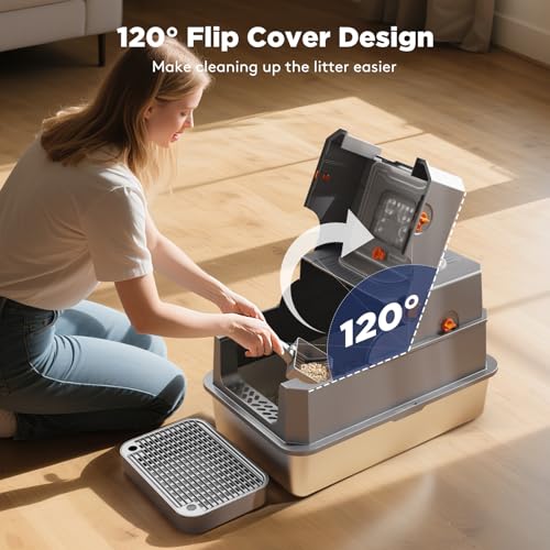Stainless Steel Litter Box with Lid (X-large / Grey)
