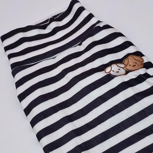 Turtleneck Dog Shirt Cute Doggie Embroidery Super Soft Dog Sweatshirt Stretchy Striped Puppy Pullover for Cats Small Medium Large Dogs (Black Striped / XXX-Large)