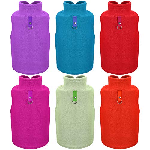 6 Pack Winter Dogs Sweater for Small Dogs Warm Clothes Fleece Vest with Leash Ring Sleeveless Dog Jacket for Little Medium Puppy Pet Unisex (Bright Colors / L)
