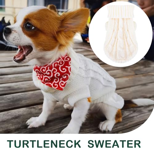 2 Pack Dog Sweaters for Small Dogs (X-Small / Purple-Beige)