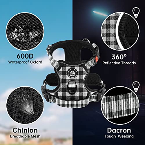 Reflective Dog Harness for Large Dogs (Checkered Black / X-Large)