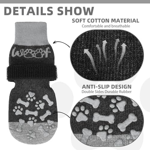 Dog Socks Shoes for Hot Pavement to Prevent Licking Paws (grey / X-Large (4 Pack))