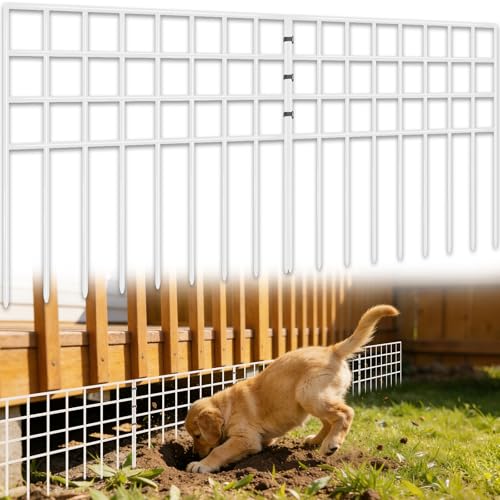 42.5ft(L) x 13in(H) Garden Fence Animal Barrier, 30 Panels No Dig Fence Panels for Dog, Rustproof Metal Dig Defence Fencing Bottom Barrier, Anti Digging Garden Edging Border for Outdoor, Yard, White (42.5ft(L) x 13in(H) / White)