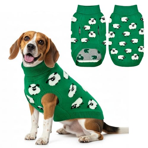 Warm Dog Sweater with Cute Sheep Pattern Dog Sheep Knit Sweater Thermal Puppy Clothes Soft Breathable Pet Knitwear Cozzy Pet Pullover Outfit for Small Medium Large Dogs L (Large)