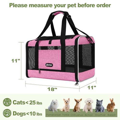 Cat Carrier 18x11x11 Delta Airline Approved (Pink / 18.0"L x 11.0"W x 11.0"H)