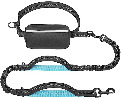 Hands Free Dog Leash with Zipper Pouch (Black / Medium)