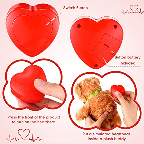 2 Pcs Heartbeat Replacement Soother Heartbeat Simulator Red Puppy Heartbeat for Puppy Sleep Aid Replacement Pulsing Heartbeat for Pets Cats Dog Anxiety Relief Sleep Aid Calming Plush Toys