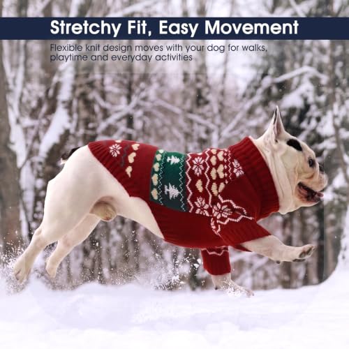 Small Dog Christmas Sweater (Nordic Hearts-Red / Medium)