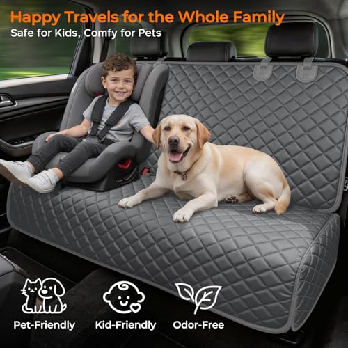 Dog Car Seat Cover for Back Seat (Gray / Medium (52" W x 49" L))
