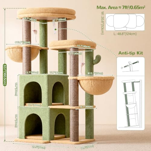 Cactus Cat Tree Tower for Indoor Cats Large Adult (Cactus / XXL)