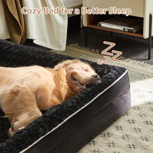 Orthopedic Washable XL Dog Bed for Senior Dog Cozy Sleep (42.0"l X 30.0"w X 7.0"th / Light Black)