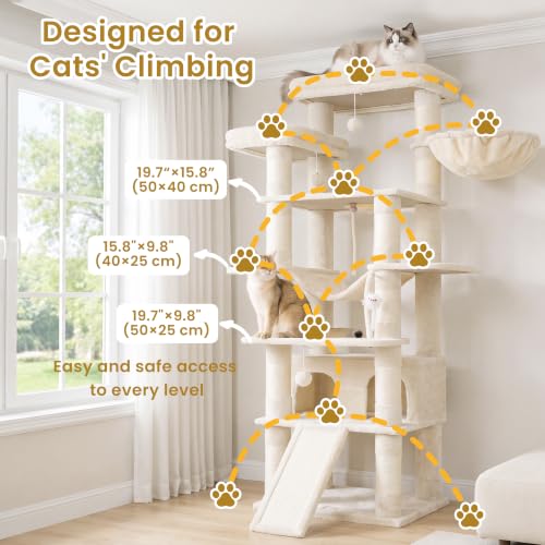 Tall Cat Tree 78 (Beige / 70 inch)