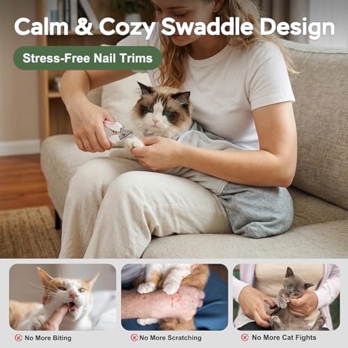 Cat Wrap for Cutting Nails (L(15-28lbs) / Grey)
