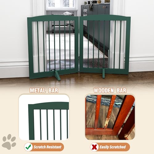 Freestanding Pet Gate for Dogs (24" Height-2 Panel / Green)