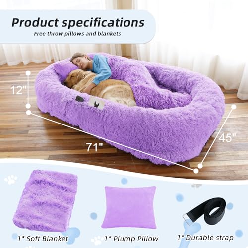 Human Dog Bed (71.0"L x 45.0"W x 12.0"Th / Purple)