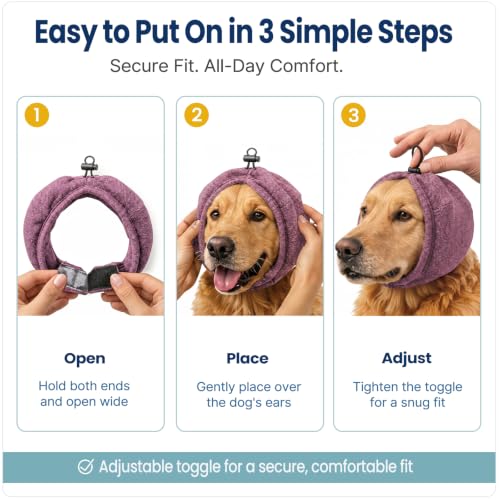 Dog Ear Muffs for Noise Protection Adjustable Ear Wrap Dark Red M (Dark Red - M / Medium)