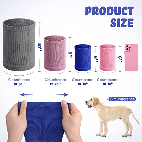 4 Pcs Dog Snoods Pet Ear Wrap Cover Sound Proof Muffs for Barking and Bathing Warm Winter Scarf for Calming (Blue, Pink, Purple / S,M,L)