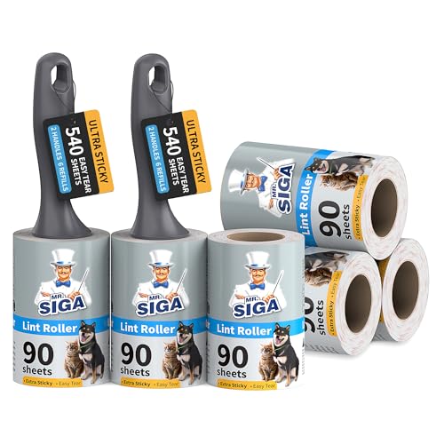 Extra Sticky Lint Roller Pet Hair Remover for Clothes (540 Sheets)