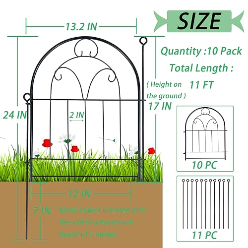 Decorative Garden Fence 17in (21" High,11ft)