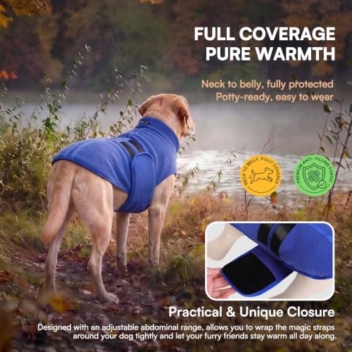 Cat Sweater Soft Fleece Dog Vest Warm Dog Jacket with Leash Hole (Blue / XX-Small)