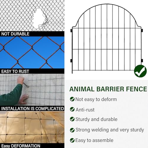 6 Panels No Dig Decorative Garden Fence for Yard (Black / 24 in(H))