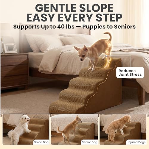 Dog Stairs Replacement Cover for 5 (Coffee / Cover 24.5"H)