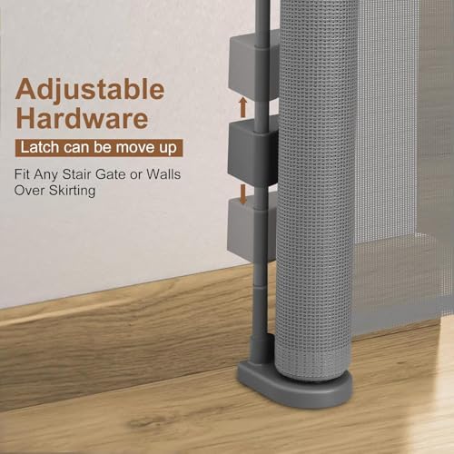 100 inch Reinforced Retractable Baby Gates 42 inch Tall (Gray / 42" Tall x 100" Wide)