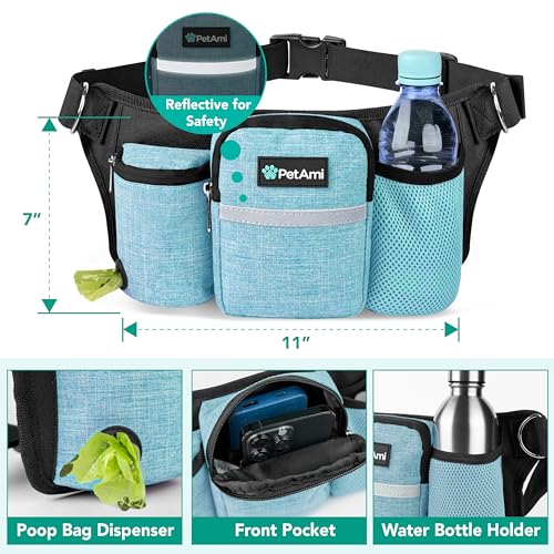 Premium Hands Free Dog Leash for 2 Dogs (Turquoise Blue / 2 Leashes)
