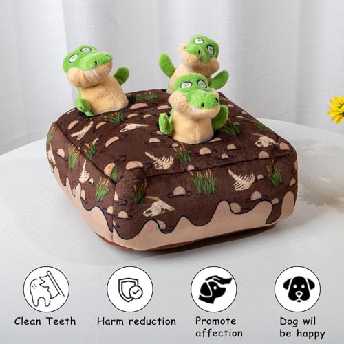 Squeaky Hide and Seek Dog Toys for Small and Medium (Crocodile)