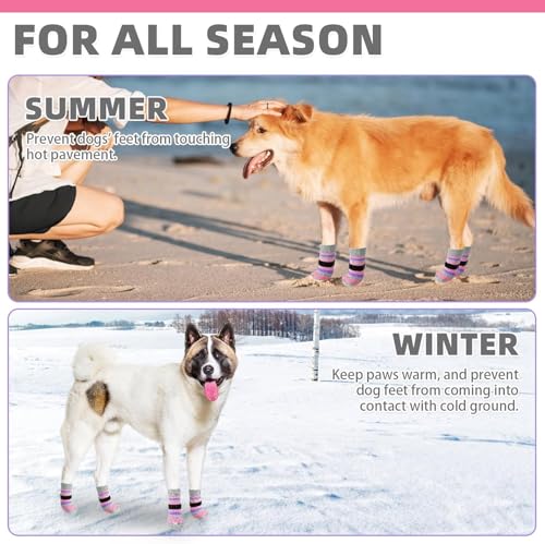 Anti Slip Dog Socks for Hot (Pink & Purple / X-Large)