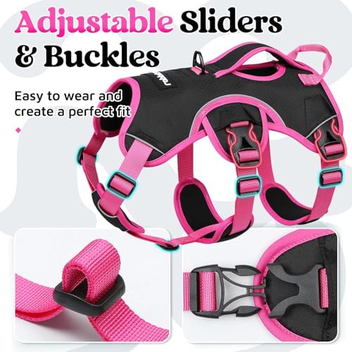 Escape Proof Dog Harness for Medium (Rose & Black / Medium)