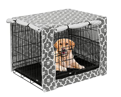 Dog Crate Cover Durable Polyester Pet Kennel Cover Universal Fit for Wire Dog Crate (48.0"L x 30.3"W x 32.0"H / Gray Soles)