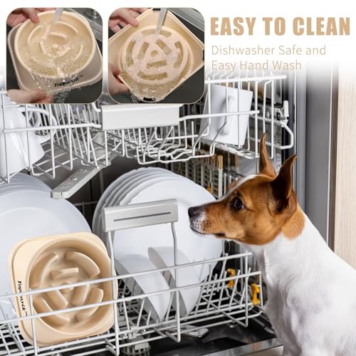 Slow Feeder Dog Bowls for Large Dogs (Large / Beige)
