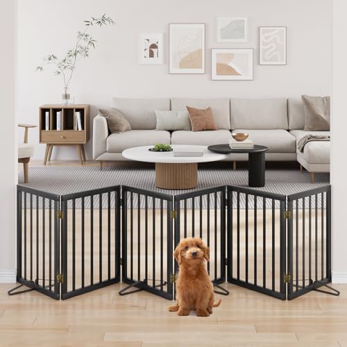 Extra Wide Dog Gate 110 inches Wide (Bamboo Dog Gate Black / 6 Panel - 110 inches Wide)