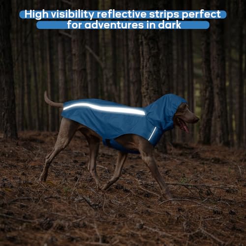 Blue Dog Raincoat with Reflective Strip Hoodie (M / Blue)