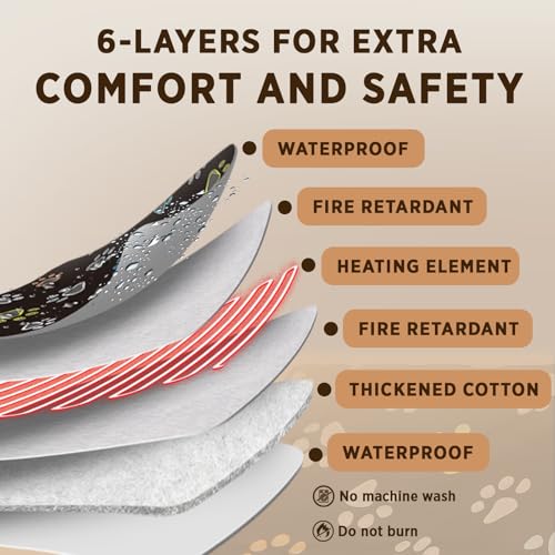 Pet Heating Pad for Cats & Dogs (round 12in / 1 pack black)