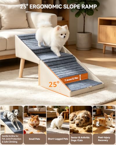 17.4" 4 Step Dog Ramp for High Bed (Grey / 17.4" H)