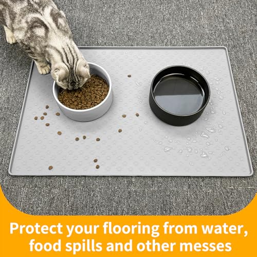 Dog Food Mat Anti (18"L x 12"W / Light Gray)