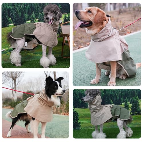 Dog Raincoat Waterproof Rain Jacket for Small Medium Large Dogs (Tan Green / Small(8-13lb))
