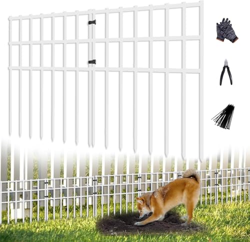 25 Pack Garden Animal Barrier Fence (25 Panels, 27ft(L) x 17in(H) / White)