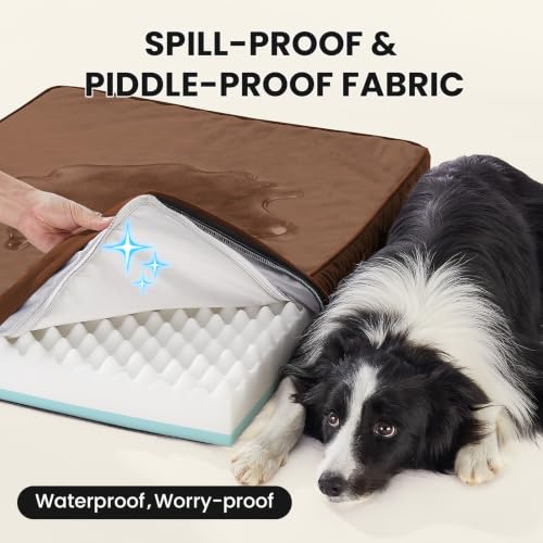 Orthopedic Waterproof Med Large Dog Bed (36" x 27" x 3.5" (For Sprawling) / 04-Brown)