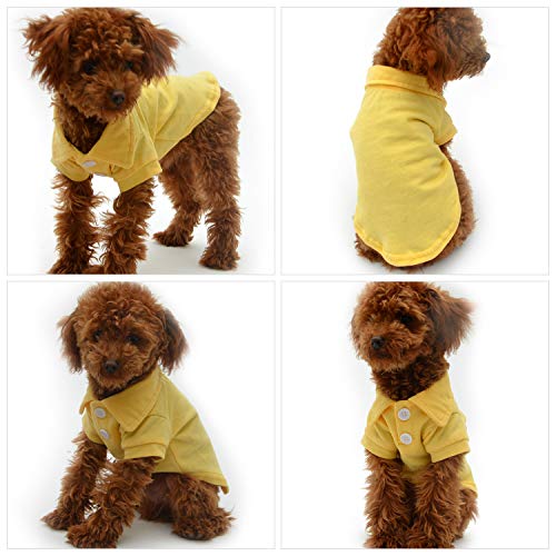 Basic Dog Polo Shirts Premium Cotton (XXXL (-75lbs) / Yellow)