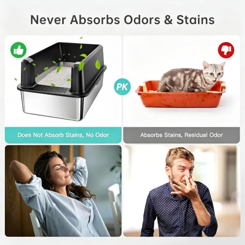 XL Stainless Steel Litter Box (23 - Black (Pack of 1))