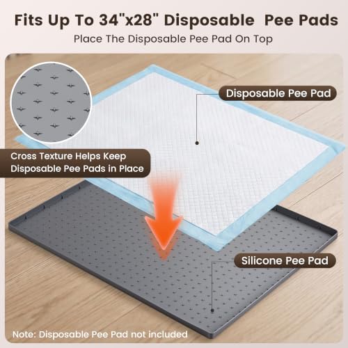 Dog Pee Pad Holder & Cat Litter Mat (Dark Gray / 34'' × 28'')